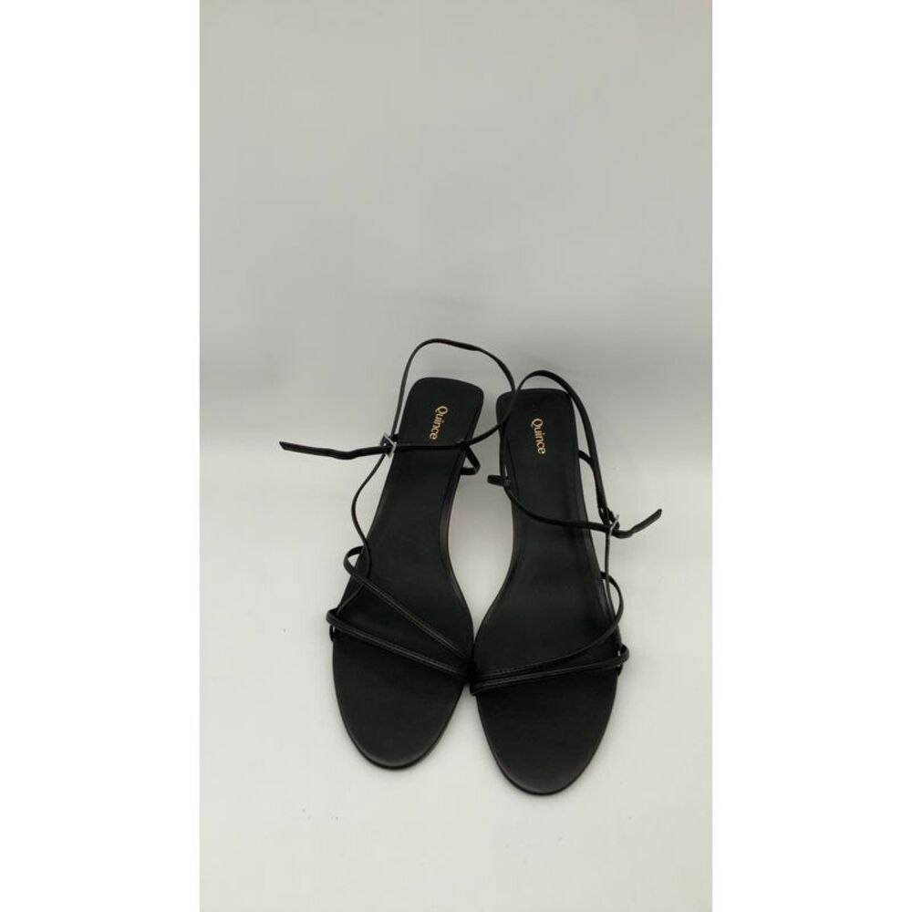 Quince Womens Italian Leather 70Mm Strappy Heel Black Shoes 10